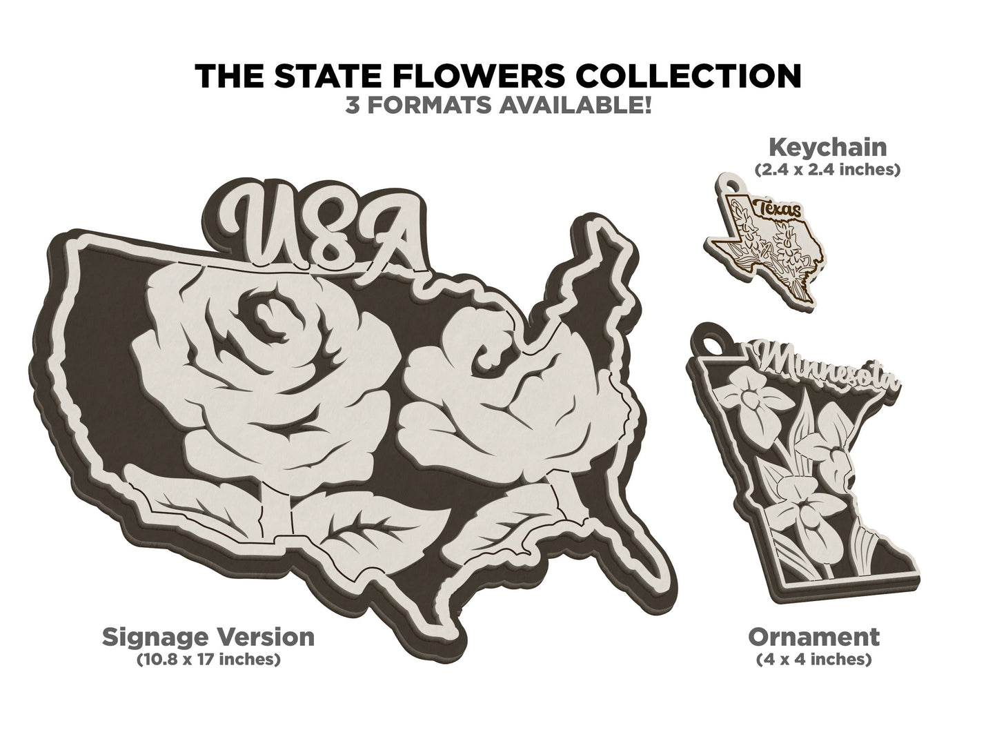 Illinois State Flower Collection - Ornaments, Keychains & Signage Included - SVG, PDF, AI File types - Works With All Lasers