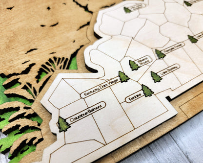 The Kentucy State Park Map - Custom and Non Customizable Options - SVG, PDF File Download - Tested in Lightburn and Glowforge & Xtool