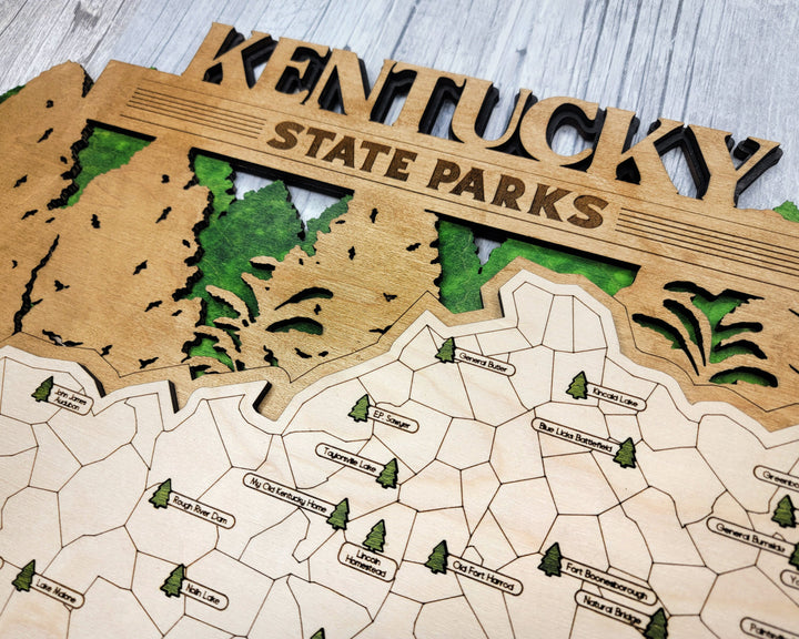 The Kentucy State Park Map - Custom and Non Customizable Options - SVG, PDF File Download - Tested in Lightburn and Glowforge & Xtool