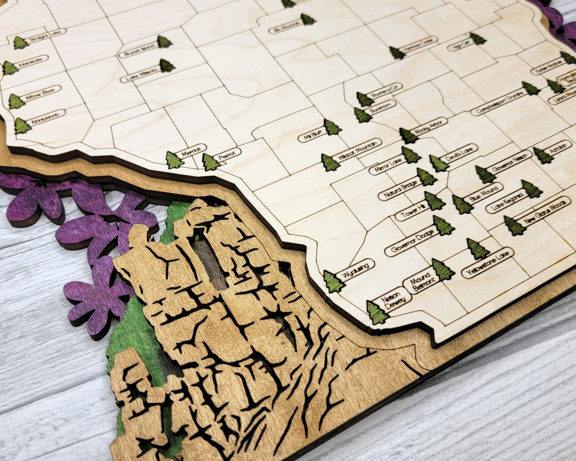 The Wisconsin State Park Map - Custom and Non Customizable Options - SVG, PDF File Download - Tested in Lightburn and Glowforge & Xtool