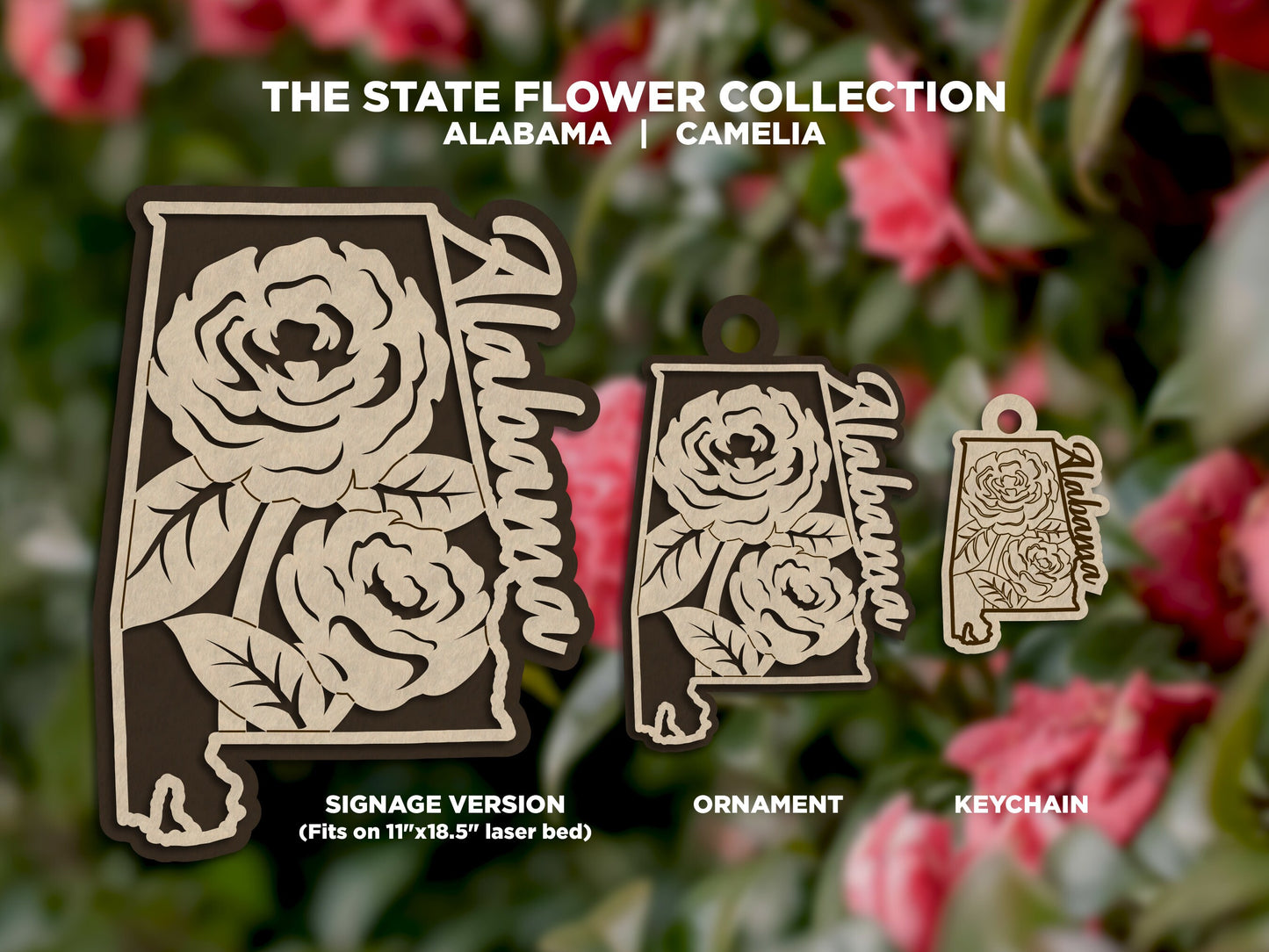 Alabama State Flower Collection - Ornaments, Keychains & Signage Included - SVG, PDF, AI File types - Works With All Lasers