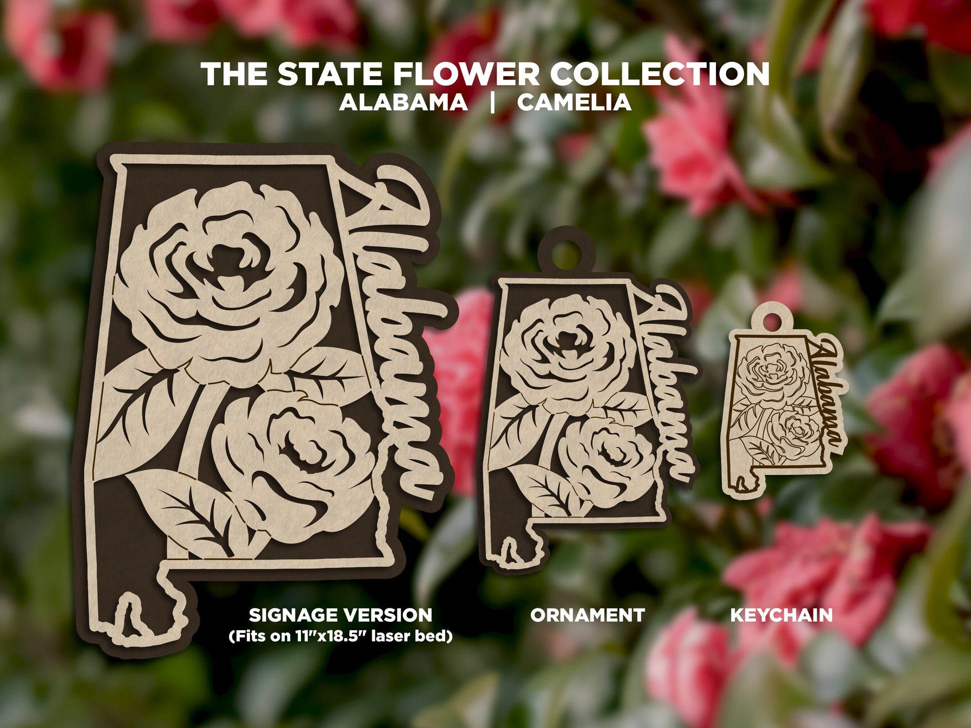 Alabama State Flower Collection - Ornaments, Keychains & Signage Included - SVG, PDF, AI File types - Works With All Lasers