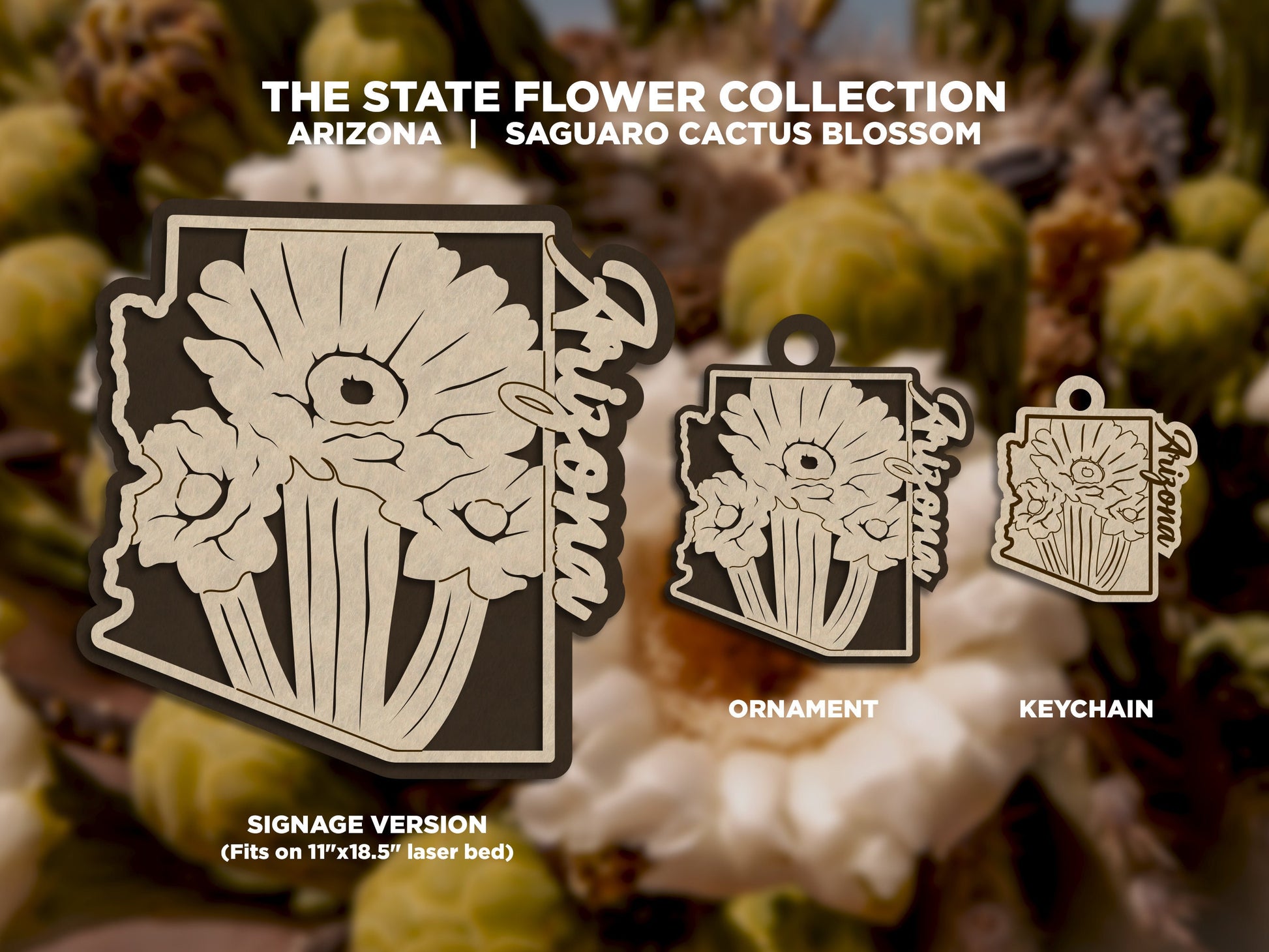 Arizona State Flower Collection - Ornaments, Keychains & Signage Included - SVG, PDF, AI File types - Works With All Lasers