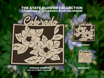 Colorado State Flower Collection - Ornaments, Keychains & Signage Included - SVG, PDF, AI File types - Works With All Lasers