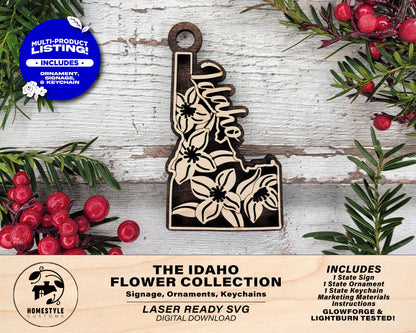 Idaho State Flower Collection - Ornaments, Keychains & Signage Included - SVG, PDF, AI File types - Works With All Lasers