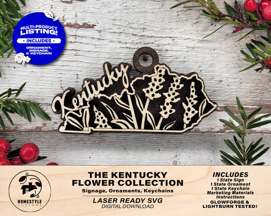 Kentucky State Flower Collection - Ornaments, Keychains & Signage Included - SVG, PDF, AI File types - Works With All Lasers