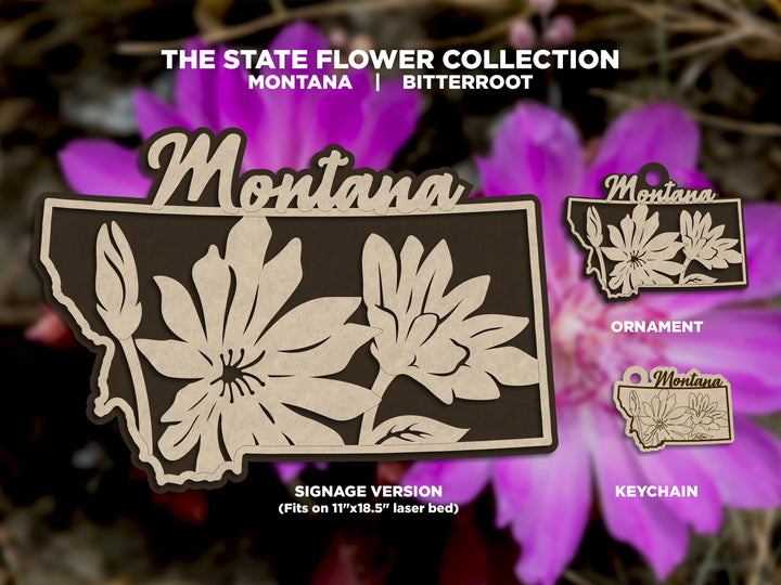 Montana State Flower Collection - Ornaments, Keychains & Signage Included - SVG, PDF, AI File types - Works With All Lasers