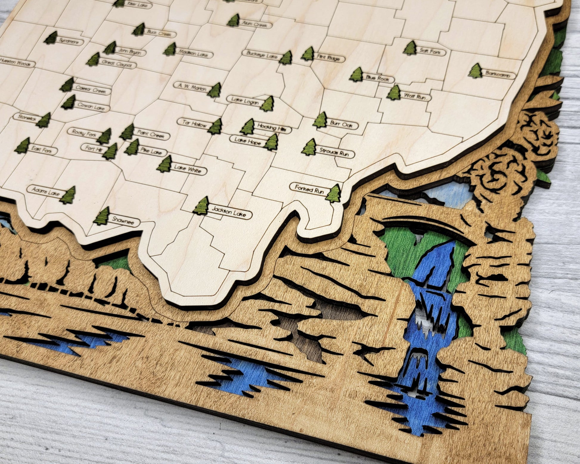 The Ohio State Park Map - Custom and Non Customizable Options - SVG, PDF File Download - Tested in Lightburn and Glowforge & Xtool