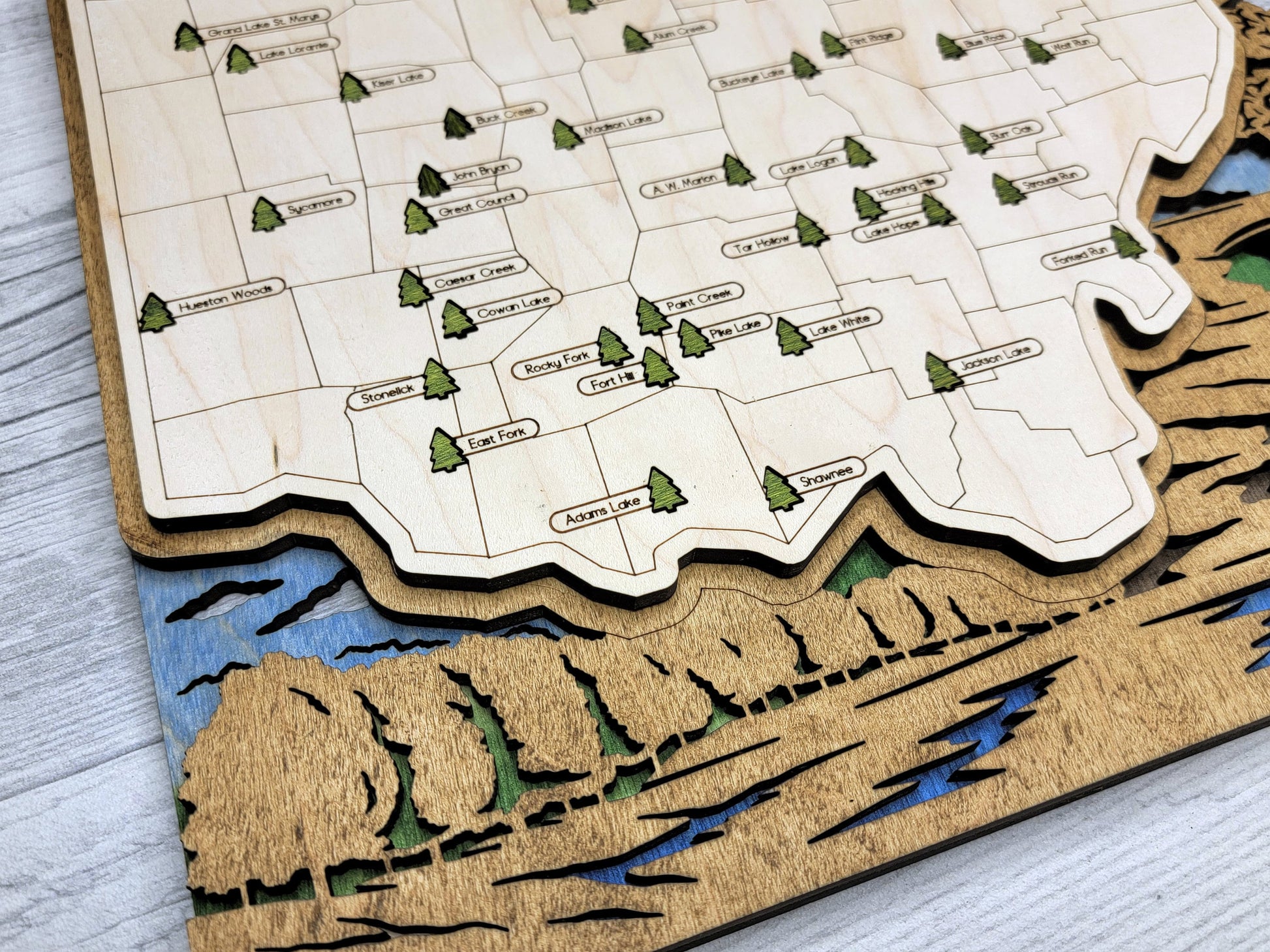 The Ohio State Park Map - Custom and Non Customizable Options - SVG, PDF File Download - Tested in Lightburn and Glowforge & Xtool