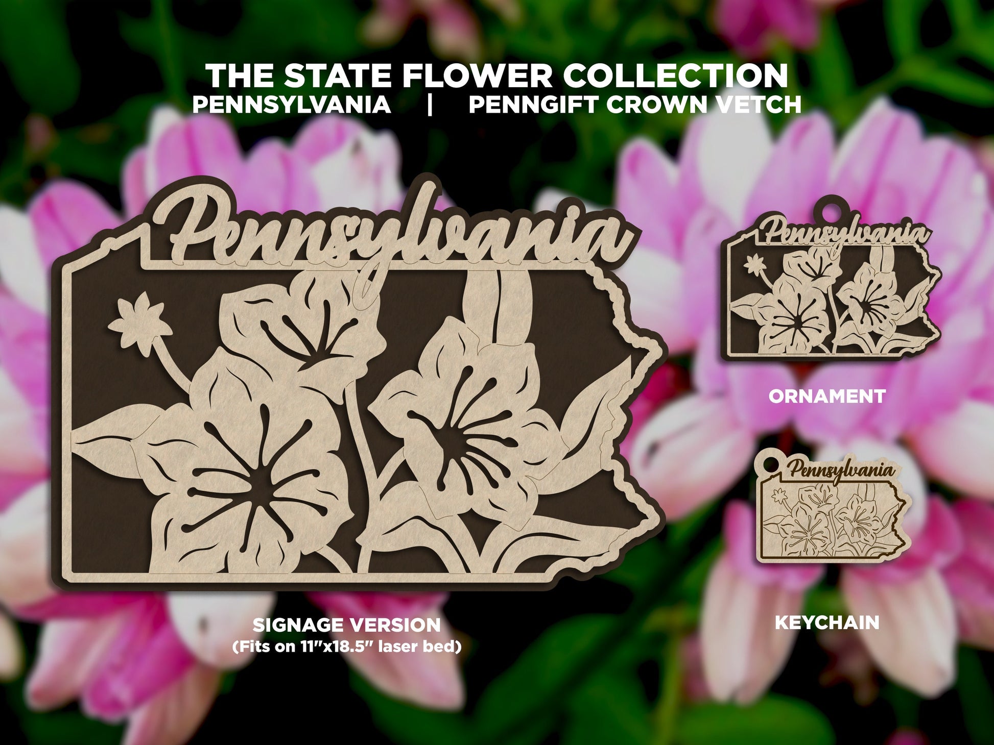 Pennsylvania State Flower Collection - Ornaments, Keychains & Signage Included - SVG, PDF, AI File types - Works With All Lasers