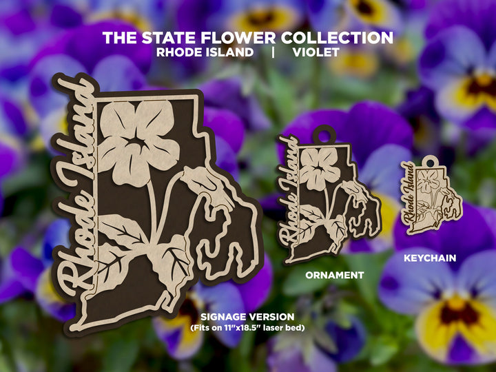 Rhode Island State Flower Collection - Ornaments, Keychains & Signage Included - SVG, PDF, AI File types - Works With All Lasers