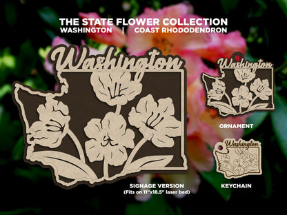 Washington State Flower Collection - Ornaments, Keychains & Signage Included - SVG, PDF, AI File types - Works With All Lasers