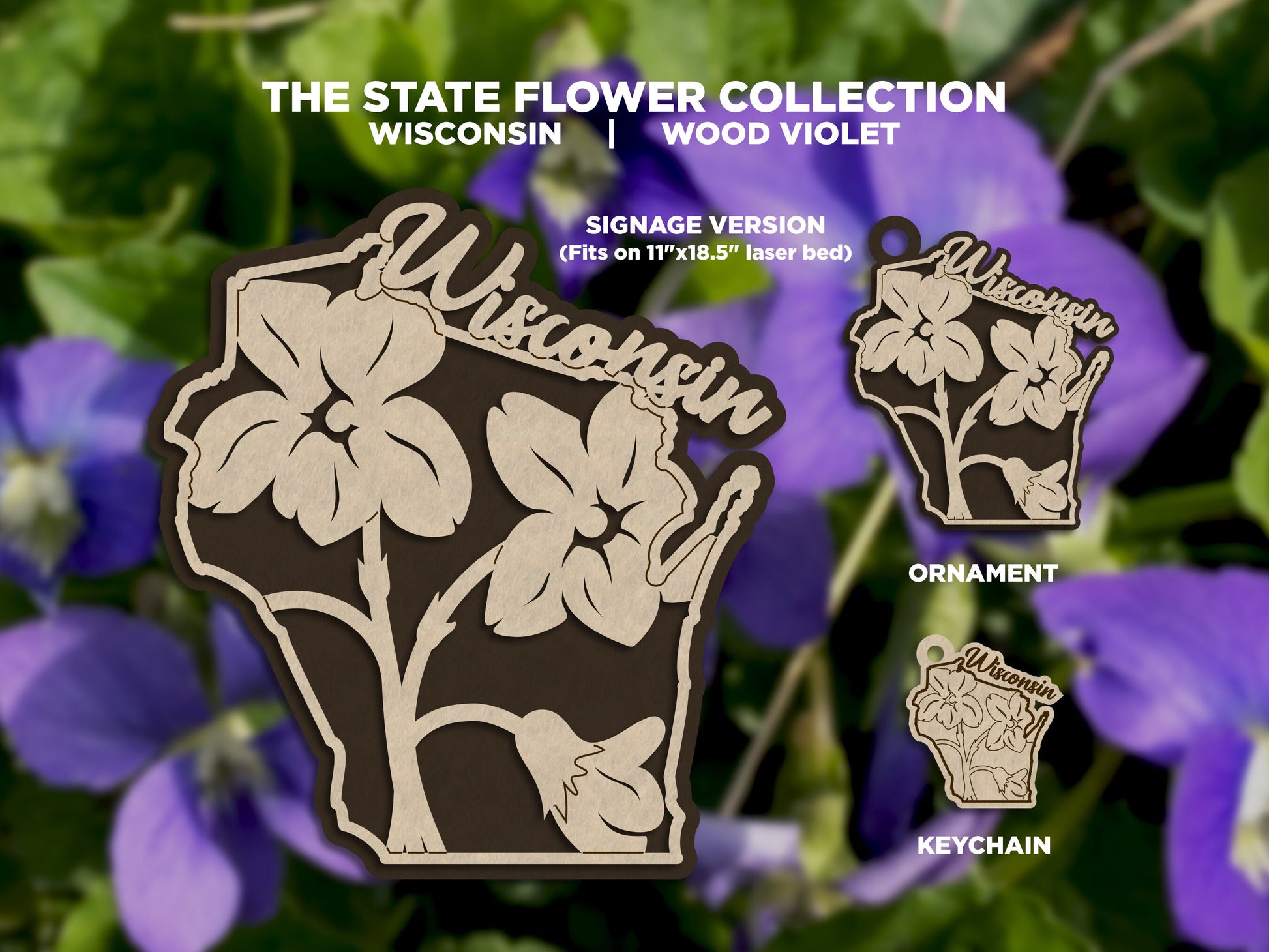 Wisconsin State Flower Collection - Ornaments, Keychains & Signage Included - SVG, PDF, AI File types - Works With All Lasers