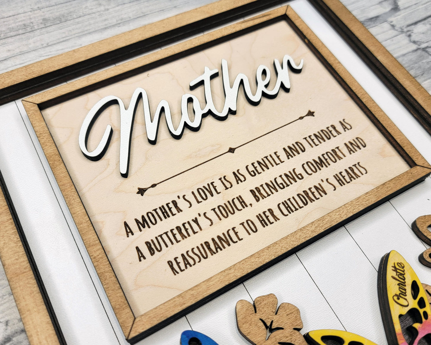 Fluttering Love Signage - 1-6 Name - 11 variations of 'mom' - Tested on Glowforge, Xtool & Lightburn