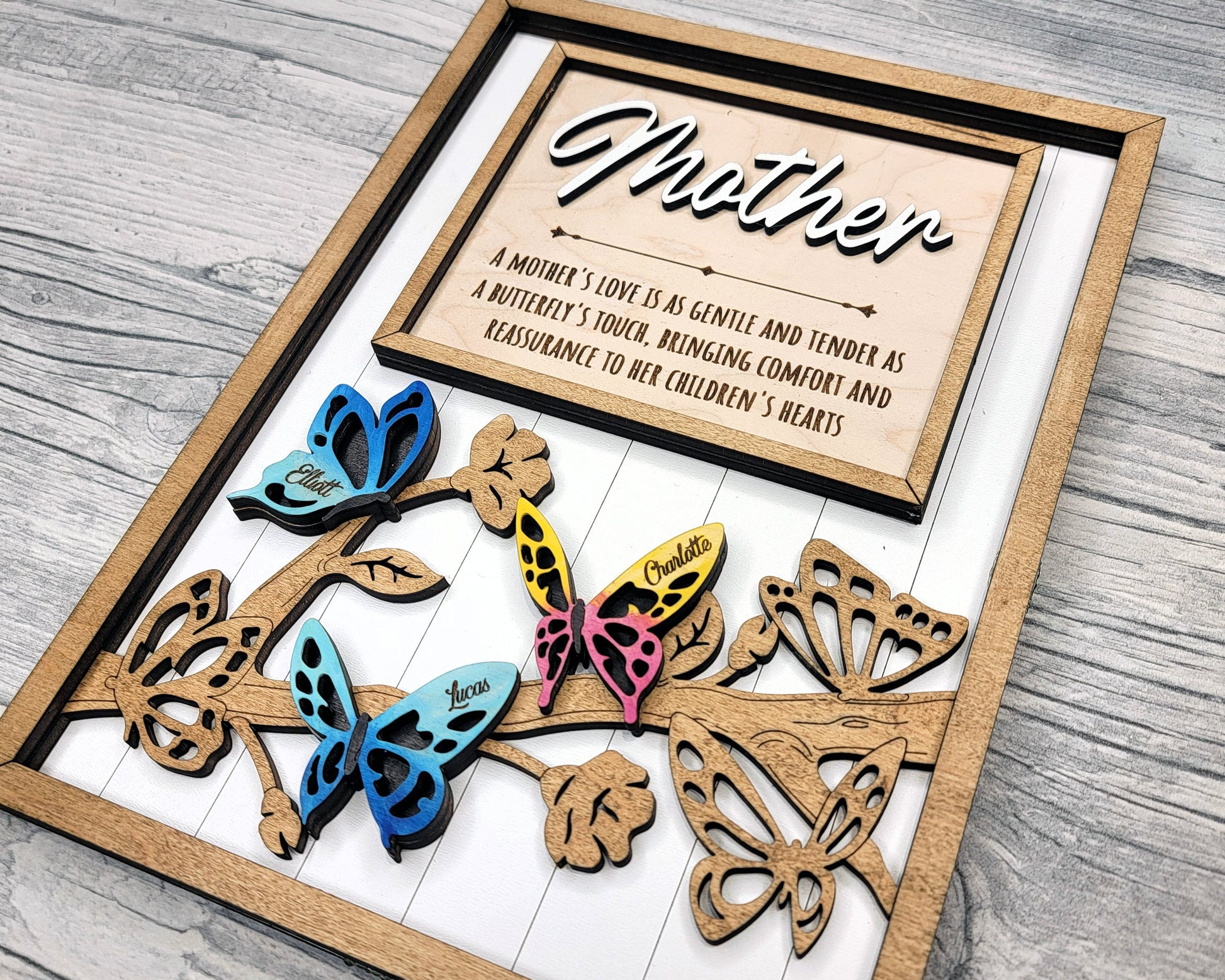 Fluttering Love Signage - 1-6 Name - 11 variations of 'mom' - Tested on Glowforge, Xtool & Lightburn