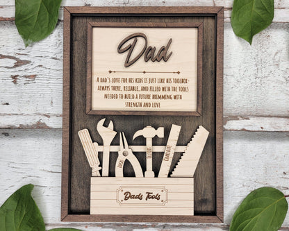 Dad's Toolbox Signage - 1-6 Name - 8 variations of 'Dad' - Tested on Glowforge, Xtool & Lightburn