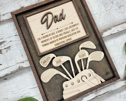 Dad's Golf Signage - 1-6 Name - 8 variations of 'Dad' - Tested on Glowforge, Xtool & Lightburn