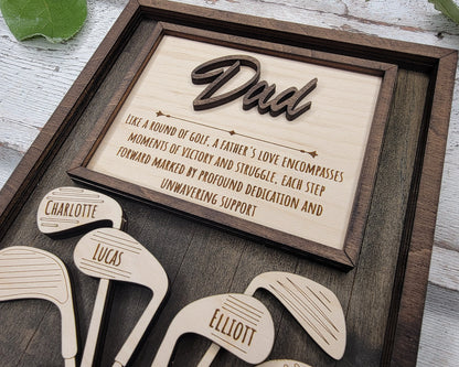 Dad's Golf Signage - 1-6 Name - 8 variations of 'Dad' - Tested on Glowforge, Xtool & Lightburn