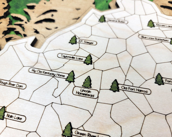 The Kentucy State Park Map - Custom and Non Customizable Options - SVG, PDF File Download - Tested in Lightburn and Glowforge & Xtool