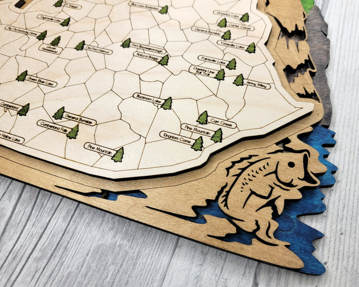 The Kentucy State Park Map - Custom and Non Customizable Options - SVG, PDF File Download - Tested in Lightburn and Glowforge & Xtool