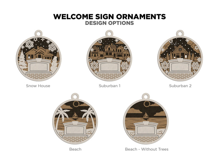 Welcome Sign Ornament Collection - 17 Design Themes Included - 4 Variations of each - SVG, PDF, AI File types - Works With All Lasers