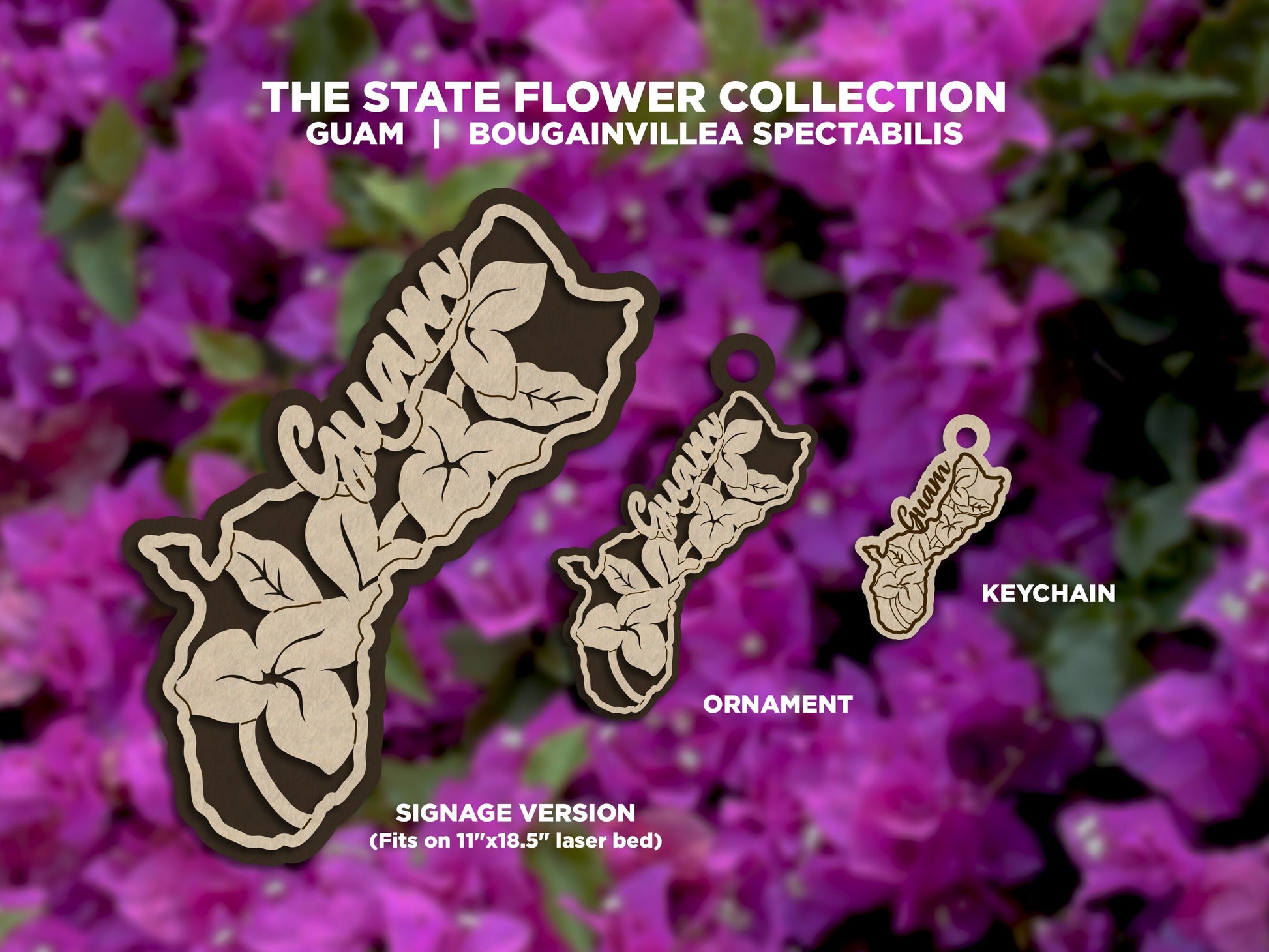 Guam State Flower Collection - Ornaments, Keychains & Signage Included - SVG, PDF, AI File types - Works With All Lasers