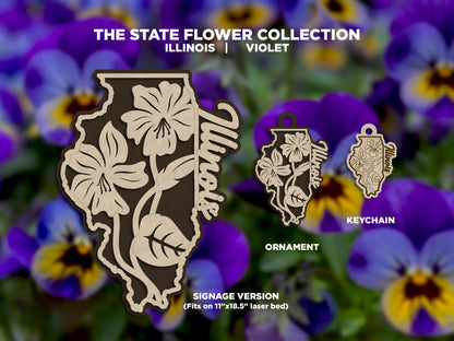 Illinois State Flower Collection - Ornaments, Keychains & Signage Included - SVG, PDF, AI File types - Works With All Lasers