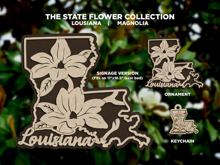 Louisiana State Flower Collection - Ornaments, Keychains & Signage Included - SVG, PDF, AI File types - Works With All Lasers