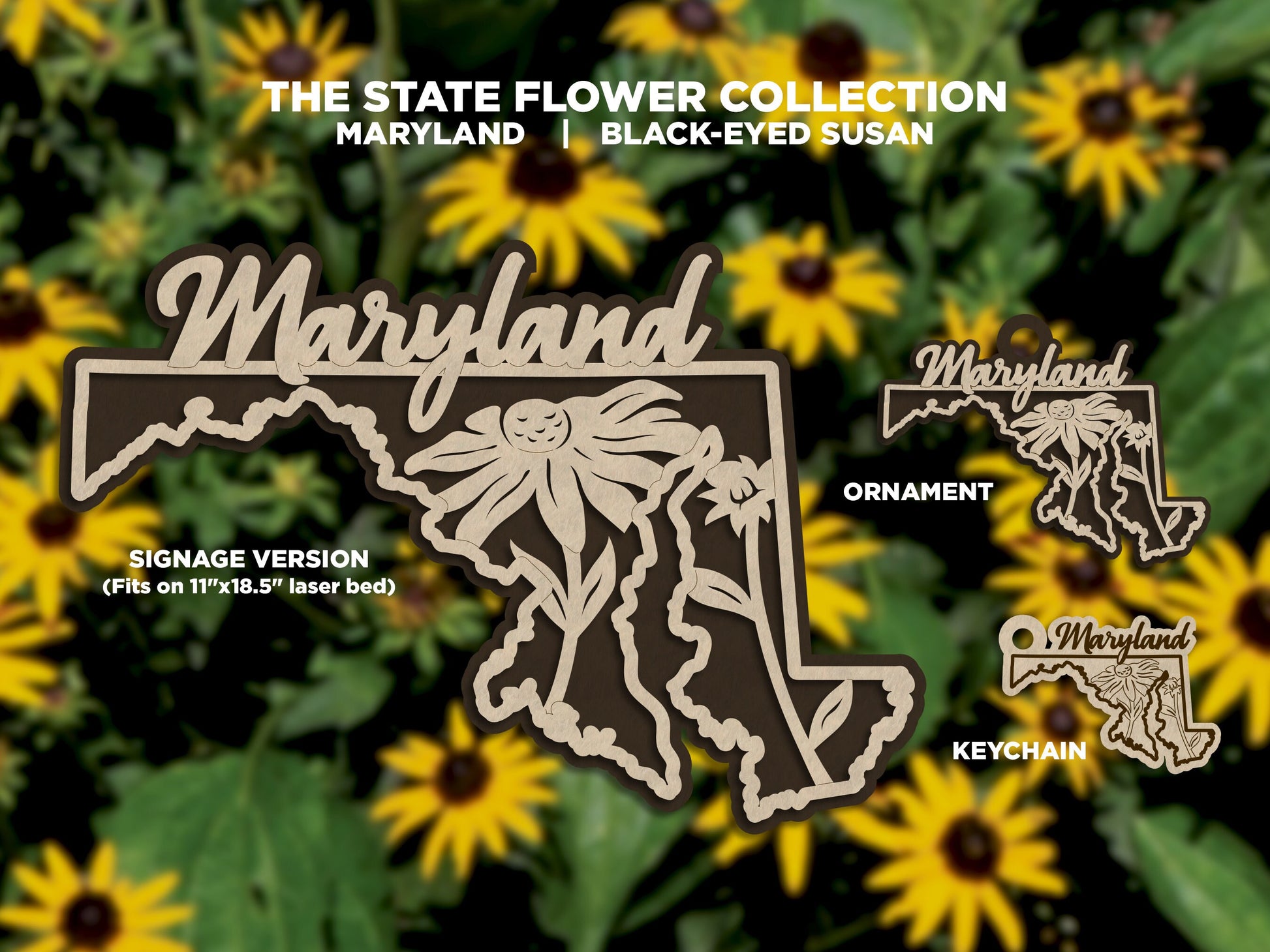 Maryland State Flower Collection - Ornaments, Keychains & Signage Included - SVG, PDF, AI File types - Works With All Lasers