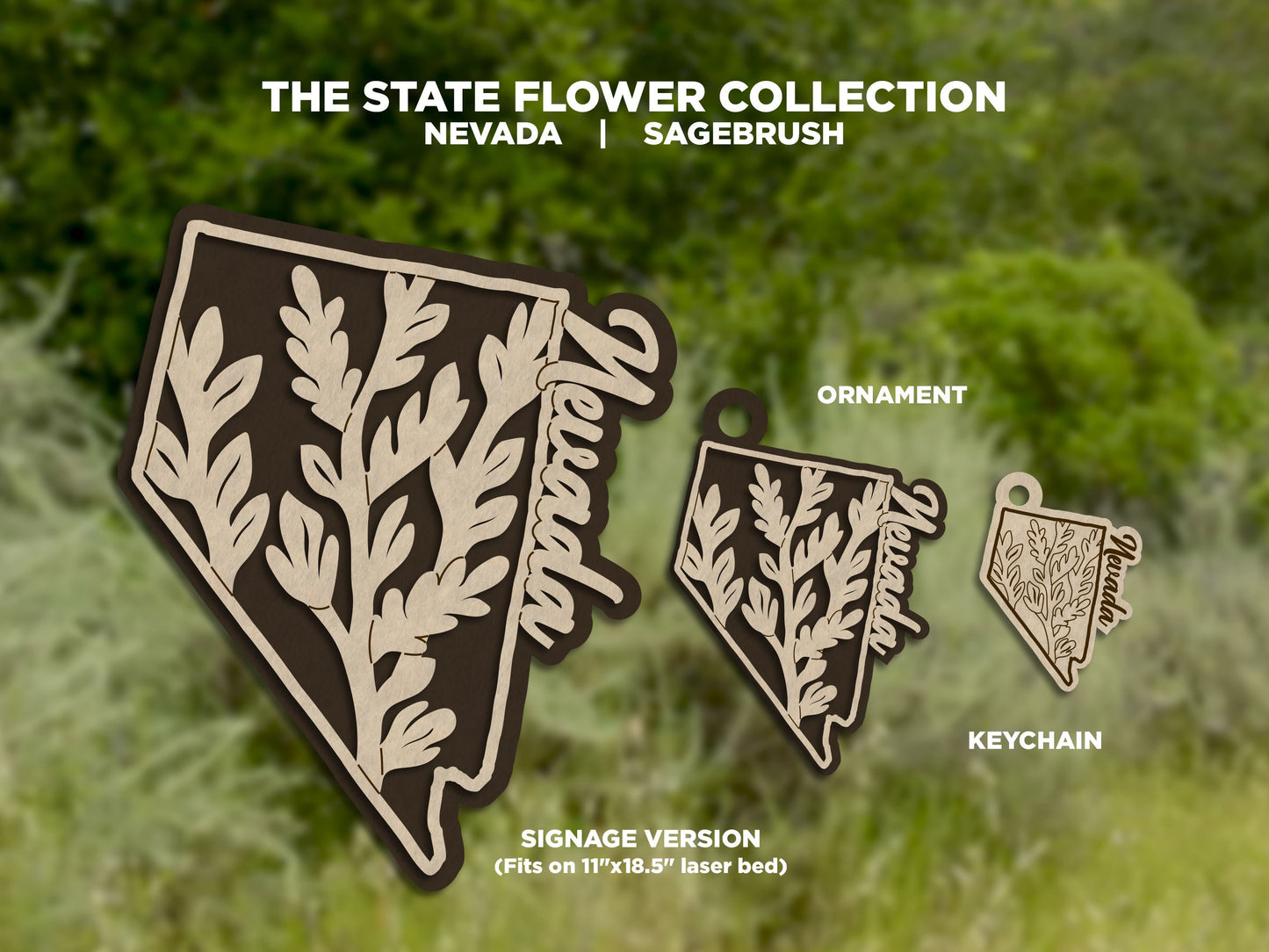 Nevada State Flower Collection - Ornaments, Keychains & Signage Included - SVG, PDF, AI File types - Works With All Lasers