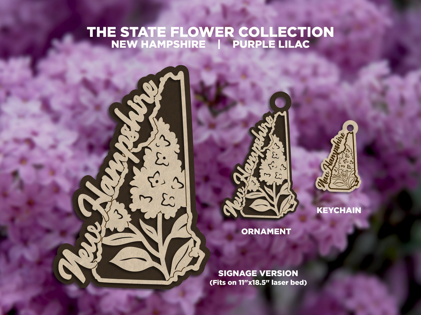 New Hampshire State Flower Collection - Ornaments, Keychains & Signage Included - SVG, PDF, AI File types - Works With All Lasers