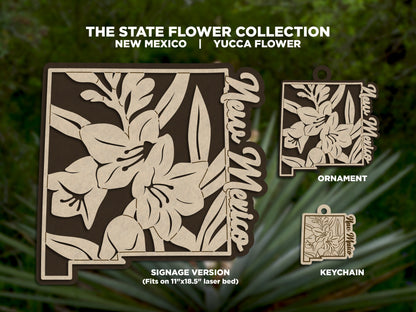 New Mexico State Flower Collection - Ornaments, Keychains & Signage Included - SVG, PDF, AI File types - Works With All Lasers