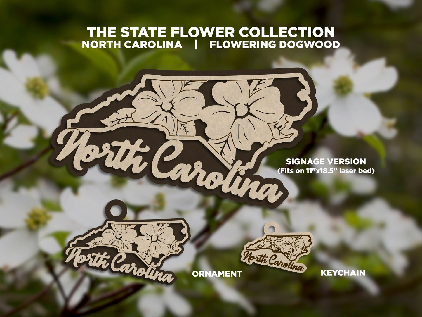 North Carolina State Flower Collection - Ornaments, Keychains & Signage Included - SVG, PDF, AI File types - Works With All Lasers