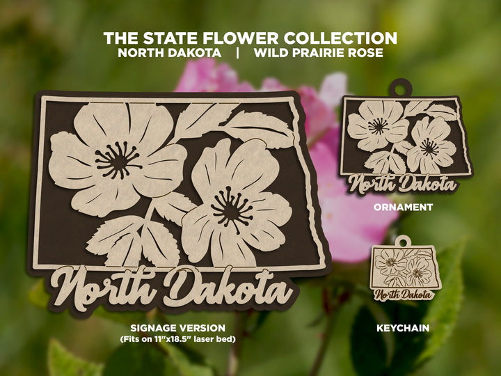 North Dakota State Flower Collection - Ornaments, Keychains & Signage Included - SVG, PDF, AI File types - Works With All Lasers