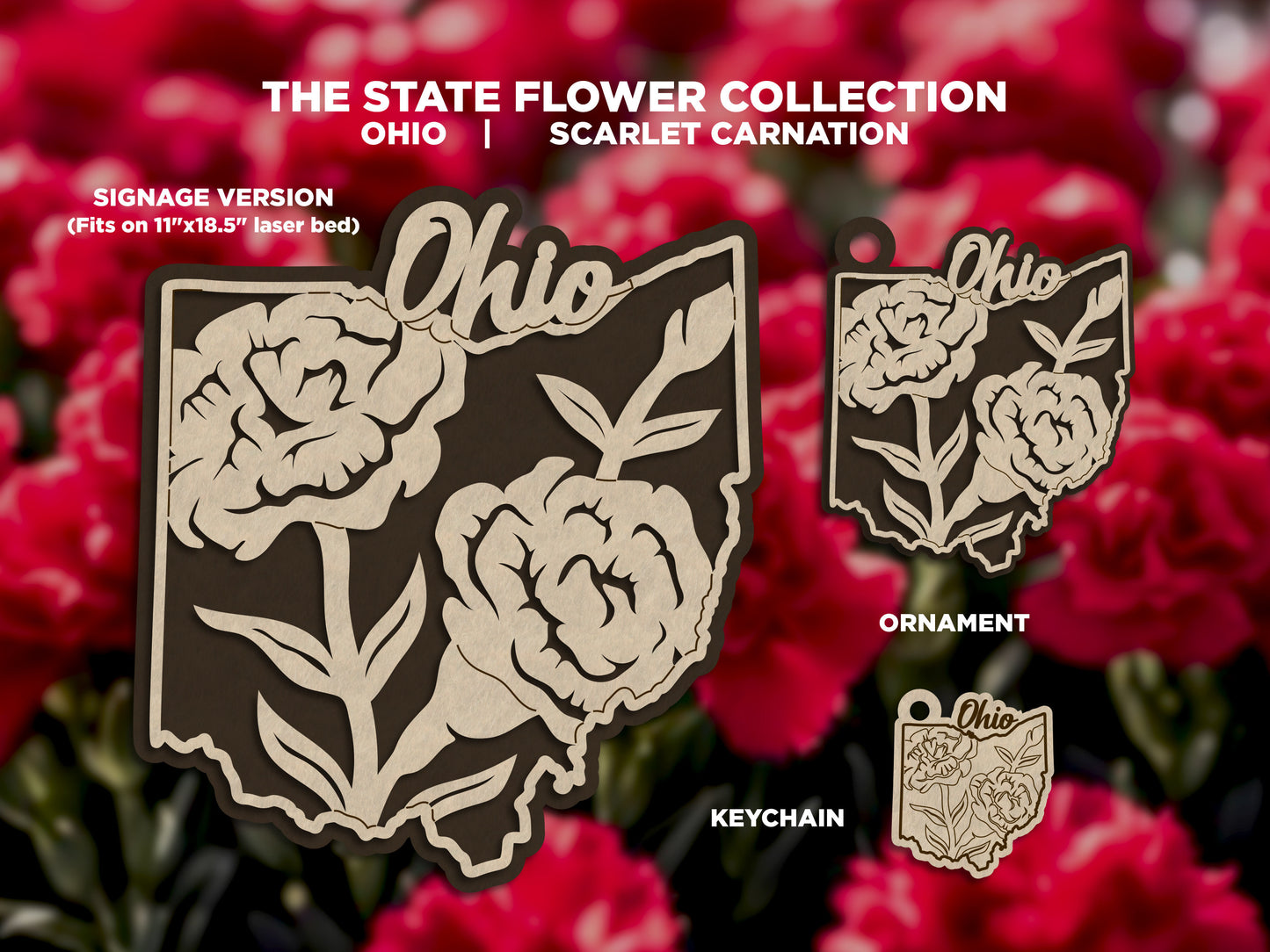 Ohio State Flower Collection - Ornaments, Keychains & Signage Included - SVG, PDF, AI File types - Works With All Lasers