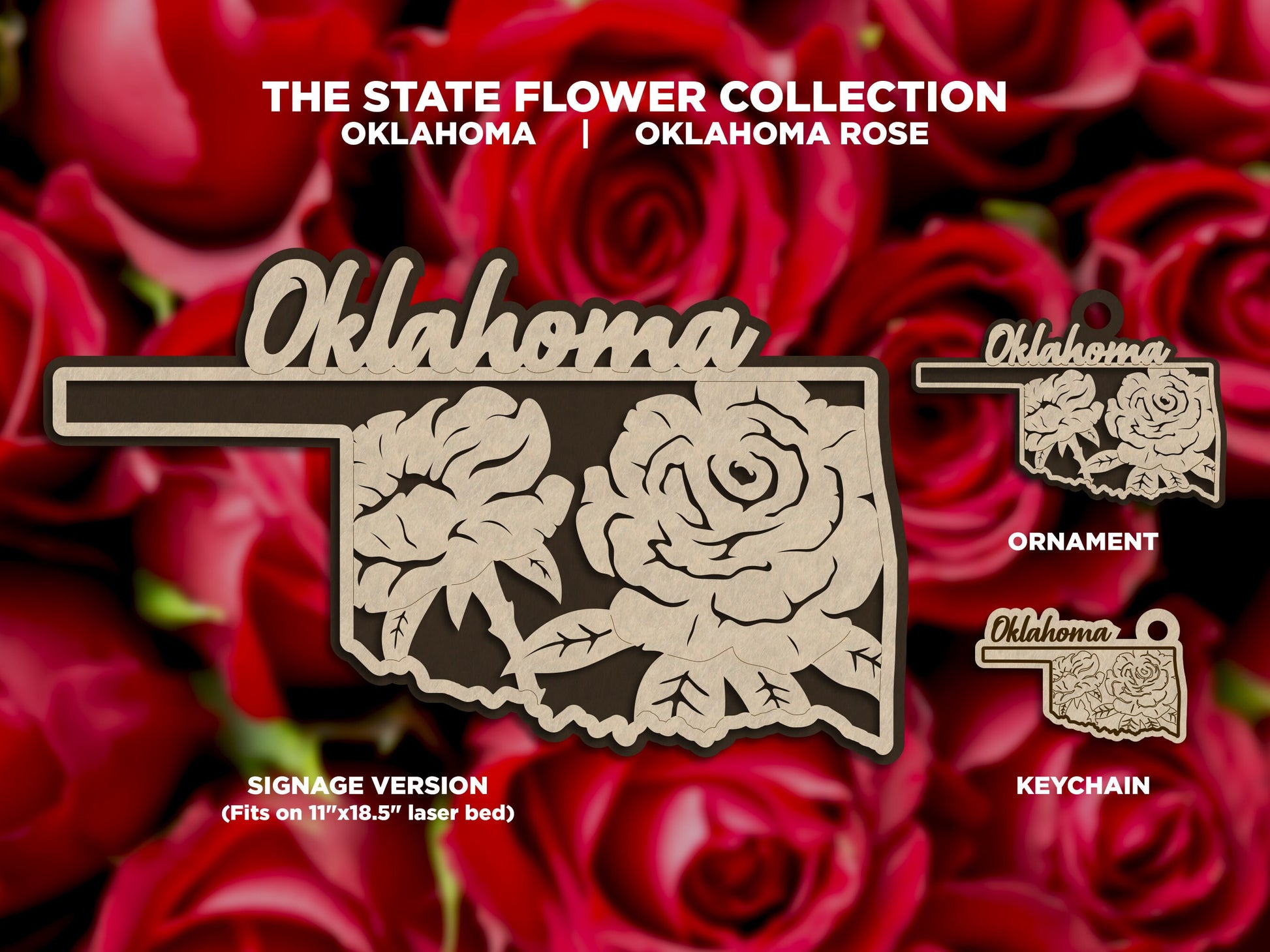 Oklahoma State Flower Collection - Ornaments, Keychains & Signage Included - SVG, PDF, AI File types - Works With All Lasers