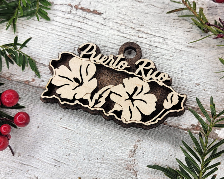 Puerto Rico State Flower Collection - Ornaments, Keychains & Signage Included - SVG, PDF, AI File types - Works With All Lasers