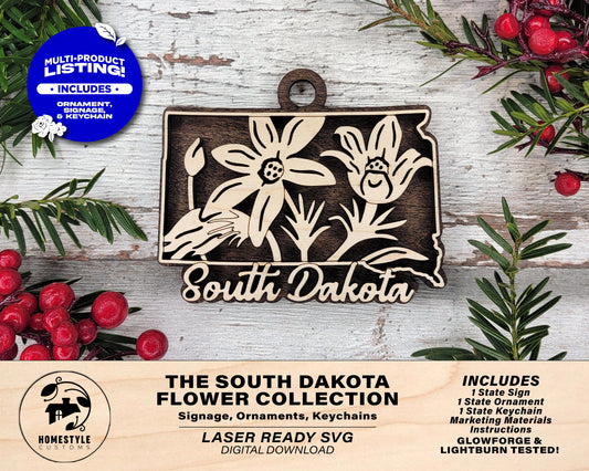 South Dakota State Flower Collection - Ornaments, Keychains & Signage Included - SVG, PDF, AI File types - Works With All Lasers