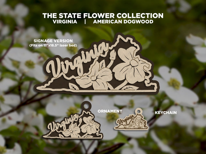 Virginia State Flower Collection - Ornaments, Keychains & Signage Included - SVG, PDF, AI File types - Works With All Lasers