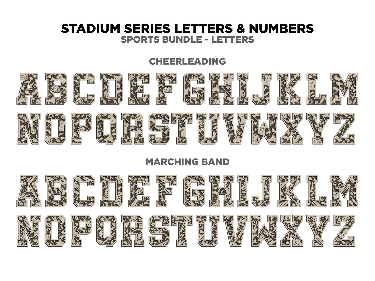 Stadium Series Letters and Numbers Expansion Bundle - Customizable and Non Customizable options - Tested on Glowforge, Xtool & Lightburn