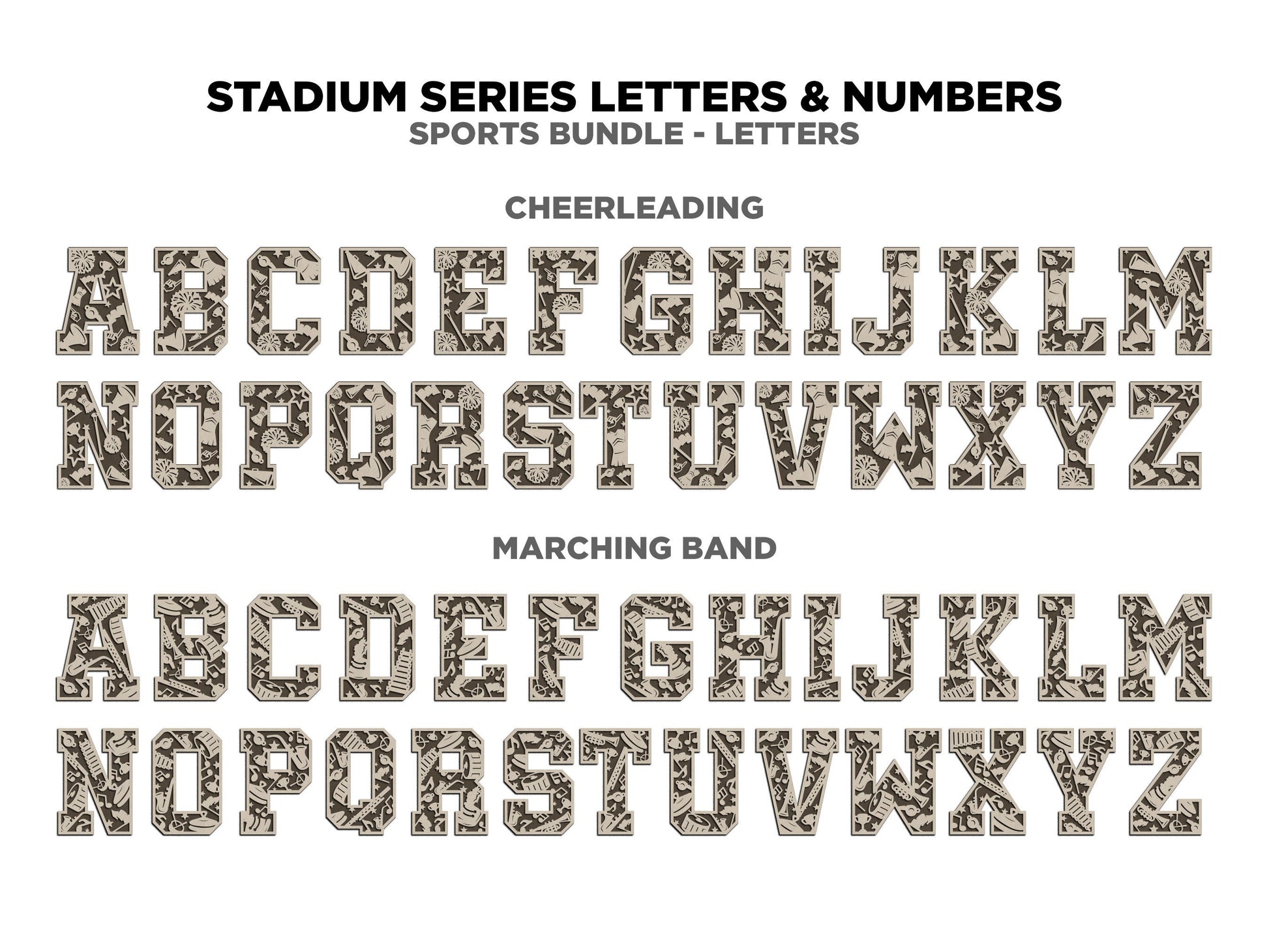 Stadium Series Letters and Numbers Expansion Bundle - Customizable and Non Customizable options - Tested on Glowforge, Xtool & Lightburn