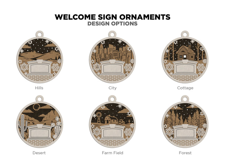 Welcome Sign Ornament Collection - 17 Design Themes Included - 4 Variations of each - SVG, PDF, AI File types - Works With All Lasers