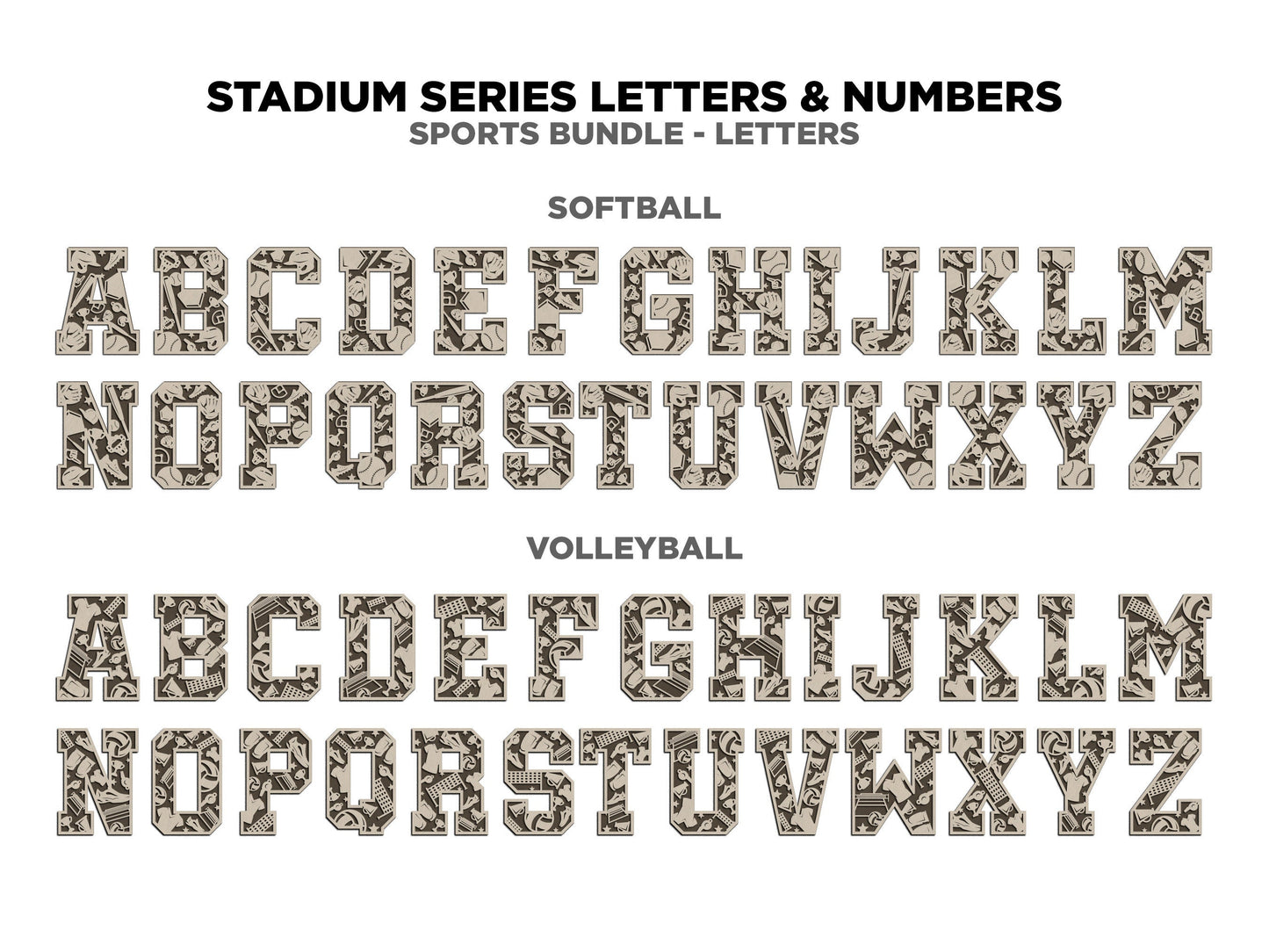 Stadium Series Letters and Numbers Expansion Bundle - Customizable and Non Customizable options - Tested on Glowforge, Xtool & Lightburn