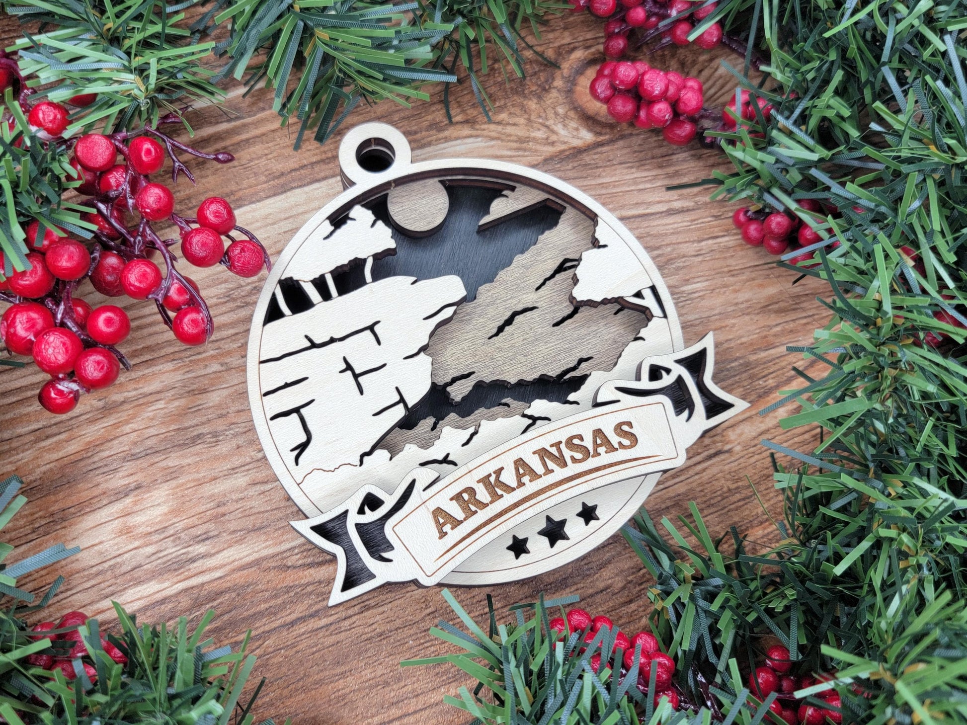 Arkansas Discover America Set - Includes Ornaments, Signage & Key Hanger - SVG, PDF, AI File types - Works With All Lasers