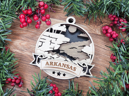 Arkansas Discover America Set - Includes Ornaments, Signage & Key Hanger - SVG, PDF, AI File types - Works With All Lasers