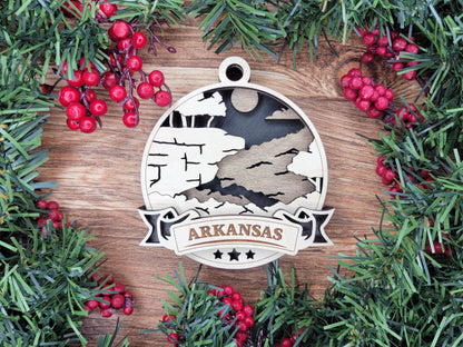 Arkansas Discover America Set - Includes Ornaments, Signage & Key Hanger - SVG, PDF, AI File types - Works With All Lasers