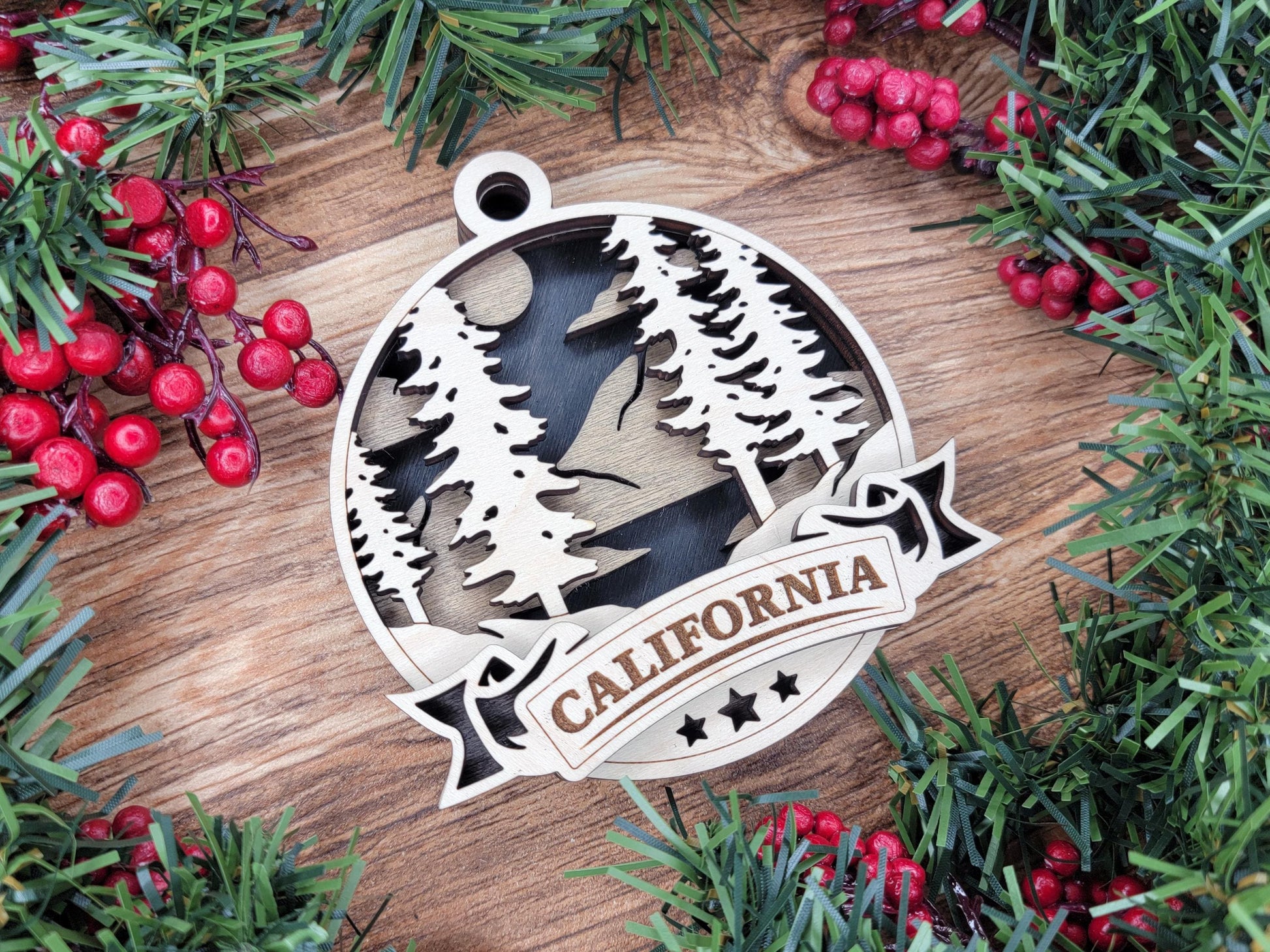 California Discover America Set - Includes Ornaments, Signage & Key Hanger - SVG, PDF, AI File types - Works With All Lasers