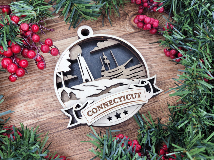 Connecticut Discover America Set - Includes Ornaments, Signage & Key Hanger - SVG, PDF, AI File types - Works With All Lasers