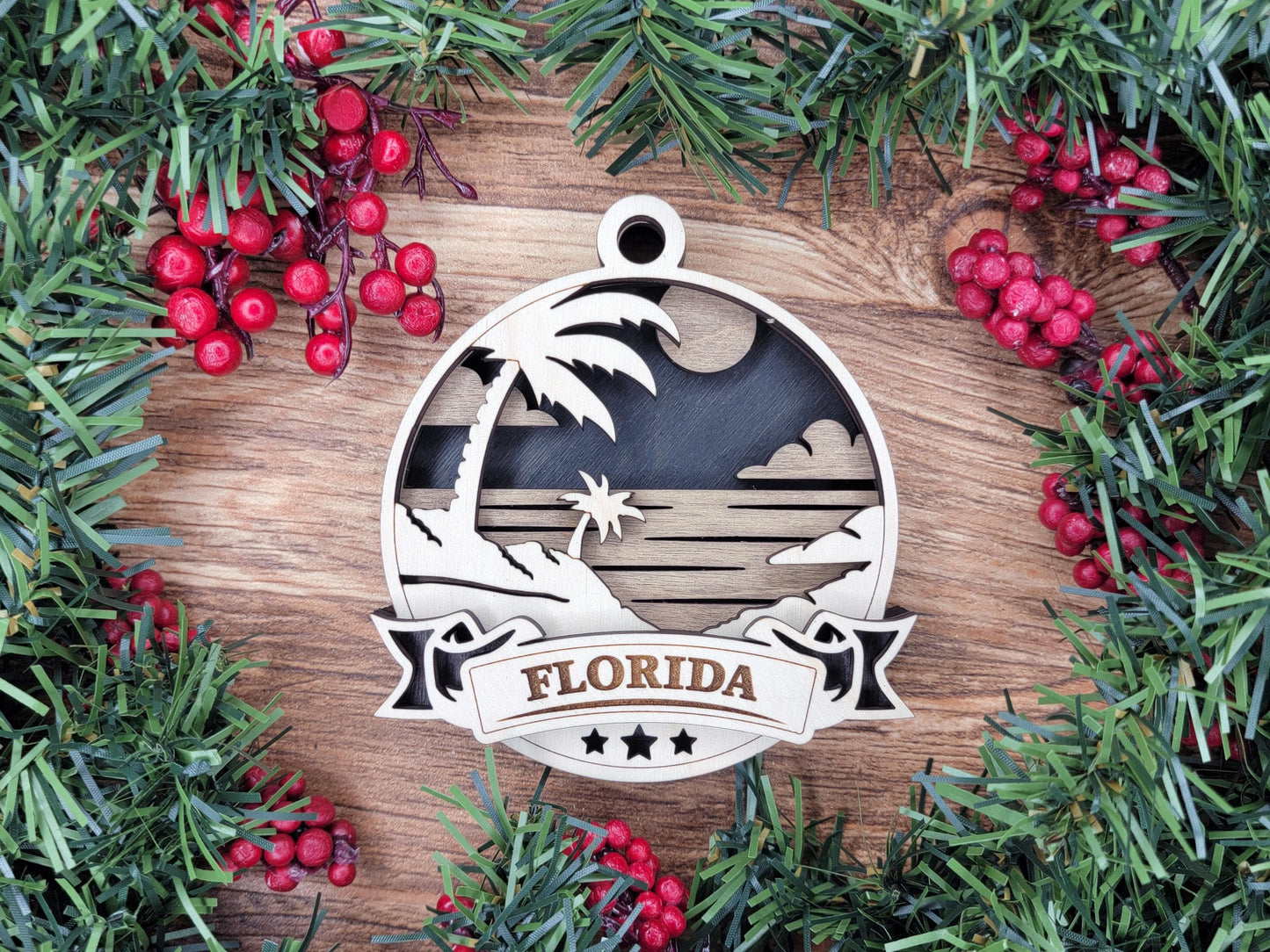 Florida Discover America Set - Includes Ornaments, Signage & Key Hanger - SVG, PDF, AI File types - Works With All Lasers