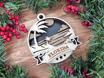 Florida Discover America Set - Includes Ornaments, Signage & Key Hanger - SVG, PDF, AI File types - Works With All Lasers